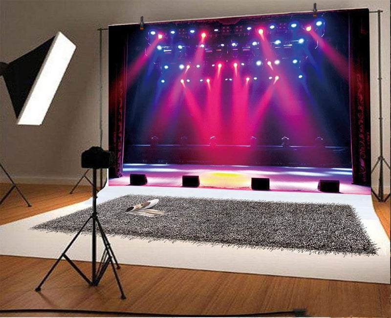 Leyiyi 5x3ft Stage Spotlight Backdrop Concert Live Plateform Banner Gloomy Night Scenic Background Superstar Drama Play Music Show Kids Birthday Adults Vlogger Portrait Studio Prop Vinyl Wallpaper - Image 2